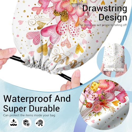 Heart Present Gymnastics Grip Bag Waterproof Storage Pouch String Bag for Gym - color: Pink Love Dot