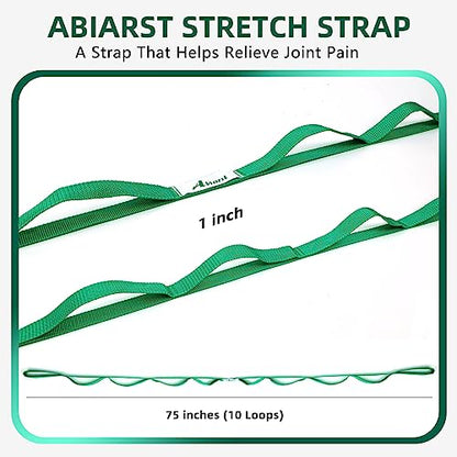 Abiarst Stretching Strap Yoga Straps for Physical Therapy, 10 Loops Non-Elastic Stretch Band for Pilates, Flexibility, Exercise and Gymnastics - color: 2-Pack (Black+Green)