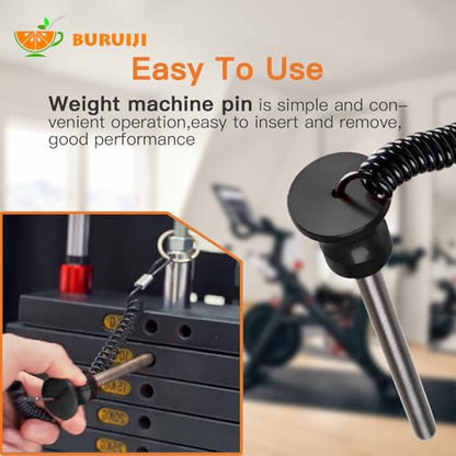 Universal Magnetic Weight Stack Pin with Pull Rope - Gym Pin for Weight Stack Machines | Commercial & Home Gym Accessories | Replacement Weight Pins for Strength Training Equipment - color: Black