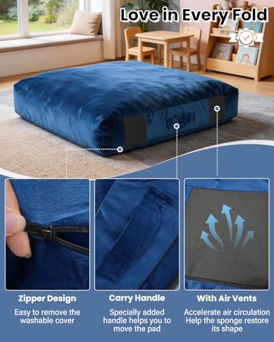 Crash Pads for Kids Sensory, Climbing Crash Pads, Crash Mat Sensory Room Play Equipment, Soft Foam Landing Zone, Luxe Velour, Cover Washable - size: 5FT