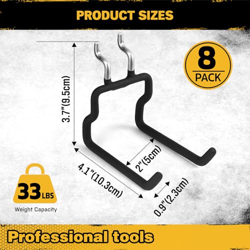 ELEAD 8-Piece Flat Pegboard Hooks, Peg Board Organizer Accessories for Hanging, Fit 1/4" Pegboard, Peg Board Tool Hangers for Garage Kitchen Workbench - style: Flat Hooks 8-Piece