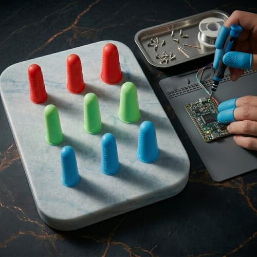 9Pcs Silicone Finger Protectors, 3 Sizes Flexible Fingertip Covers for Guitar, Sewing, Hot Glue and Crafting, Blue Green Red (Multicolor) - color: Multicolor