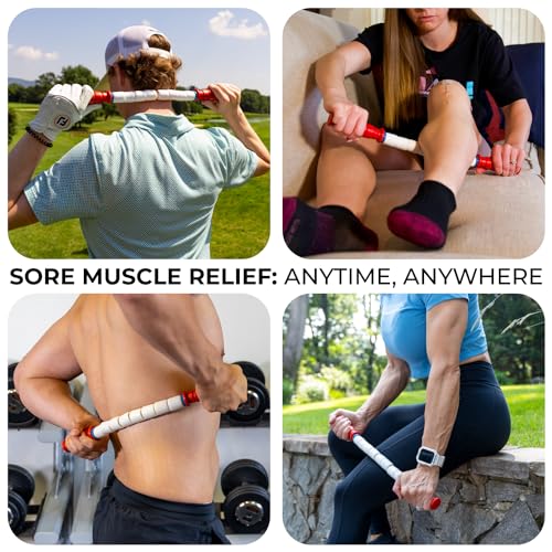 The Original Massage Stick - Self Myofasical Release Muscle Roller Stick - 18" Travel Stick - color: Travel Stick (Red)