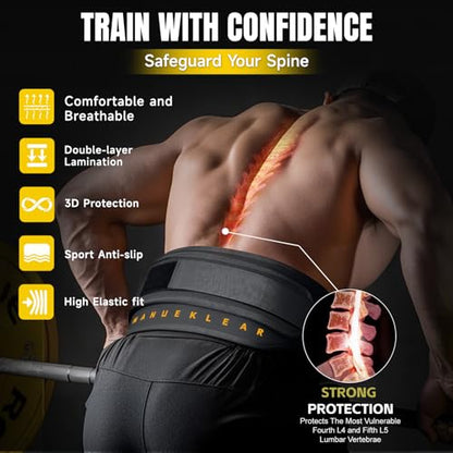MANUEKLEAR 2-in-1 Weightlifting Belt & Dip Belt with 36.7 IN Rope, Double-Layer Weight Lifting Belts, Powerlifting Gym Weighted Belt for Pull Up Squat - color: Midnight Black, size: M(30-33in)