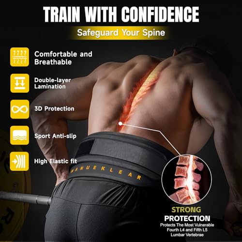 MANUEKLEAR 2-in-1 Weightlifting Belt & Dip Belt with 36.7 IN Rope, Double-Layer Weight Lifting Belts, Powerlifting Gym Weighted Belt for Pull Up Squat - color: Midnight Black, size: S(26-29in)