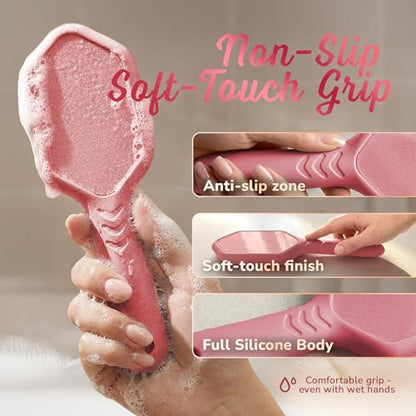 SILKLE Nano Glass Foot File - Foot Callus Remover for Feet & Foot Scrubber | Silicone Grip for Non-Slip Control - Foot Scrubber for Dead Skin, Heel Scraper for Cracked Heels & Foot Exfoliator - Pink - style: Pink