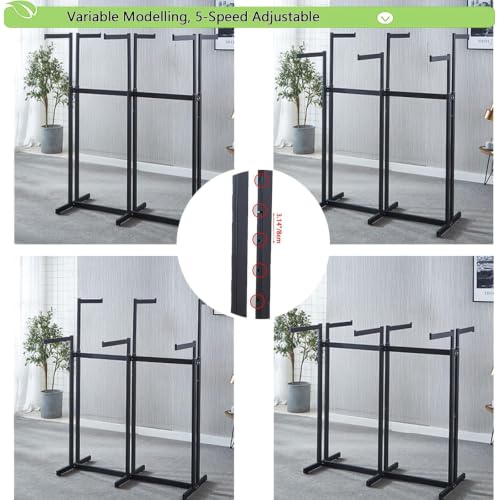 Floor Standing Metal Garment Rack - Heavy Retail Display Racks With Wheels | 8 Arms Clothing Rack, Square Tubing Portable Shirt Rack, Merchandise Display RackFor Hanging Clothes (L-White) - color: L-White