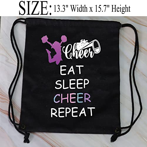 JYTAPP Cheer Drawstring Bag for Cheerleading Gifts Eat Sleep Cheer Gym Cheer Team Gifts Practice Bag for Cheerleaders (black)