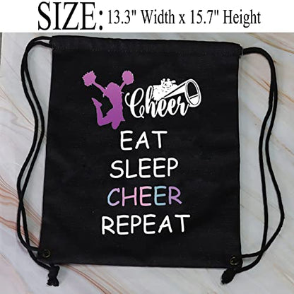 JYTAPP Cheer Drawstring Bag for Cheerleading Gifts Eat Sleep Cheer Gym Cheer Team Gifts Practice Bag for Cheerleaders (black)
