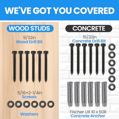20PCS TV Wall Mount Hardware Kit, M8 Lag Bolts with Anchors & Washers, Mounting Screws Set with Allen Key & Bubble Level for Wood Stud, Concrete & Drywall - size: 20P