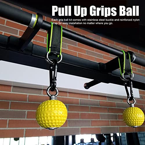Climbing Pull Up Hand Grips Ball Set | Secure Hold Arm Strength Training for Rock Climbers/Athletes | 2 Grip Balls + 2 Webbing & Buckles | Long - Lasting PU & Steel Construction (97mm Model)