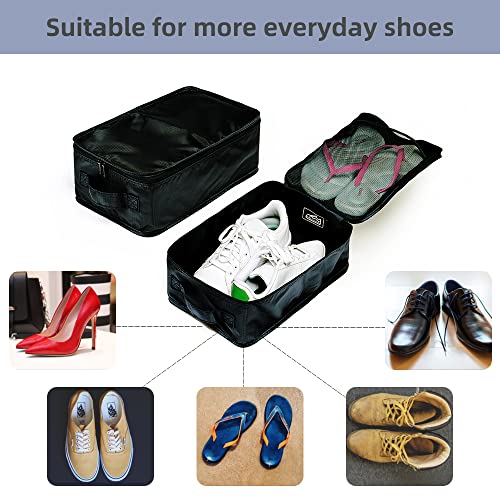 Travel Shoe Bags, Foldable Waterproof Shoe Pouches Organizer-Double Layer (2+2 Black Shoe Bags) - color: Black, size: 2+2 Packs