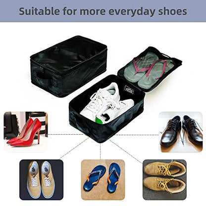 Travel Shoe Bags, Foldable Waterproof Shoe Pouches Organizer-Double Layer (2+2 Black Shoe Bags) - color: Black, size: 2+2 Packs