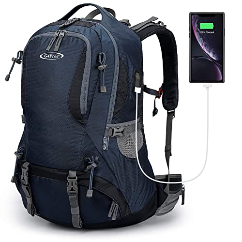 G4Free 50L Hiking Backpack Waterproof Daypack Outdoor Camping Climbing Backpack with Rain Cover for Men Women(Dark Blue) | Durable Material Waterproof, Capacity: 50L, Size: 14.2 x 9.4 x 23.6 inches, Outdoor, Hydration Bladder Compartment - color: Dark Blu