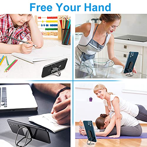 Cell Phone Ring Holder Finger Kickstand, CLZWiiN Foldable 360° Rotation Cellphone Stand for Desk, Office Desktop, Magnetic Car Mount, Metal Multi-Angle for Phone Back Grip (Gun Black) - color: Gun Black