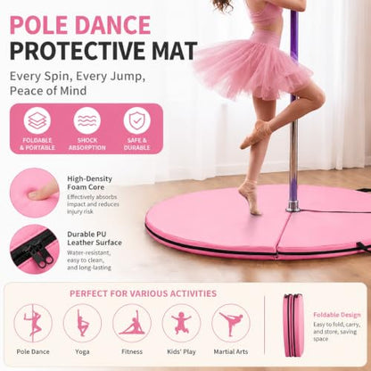 Round Pole Dance Mat, Folding Versatile Lightweight Pole Padding Crash Pad, Suitable for Beginners Fitness Gymnastics Striptease Safety Mat - size: 120*5cm/47.2*2in