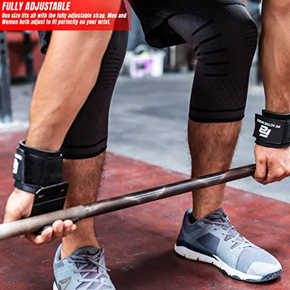 Fit Active Sports Heavy Duty Steel Weight Lifting Hooks with Wrist Straps - for Gym Barbell Deadlift Power Lifting Workouts - Workout Grips with Padded Straps - Great for Men and Women