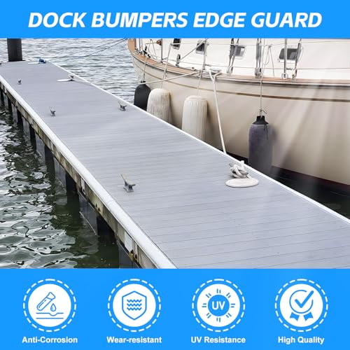 10 Pack Dock Edging Side Gard, 20 Feet Dock Guard with Heavy Wall Sections for Greater Protection – Commercial Grade Double Molded Material (White) - color: 20 Feet White, style: Right angle 10pack