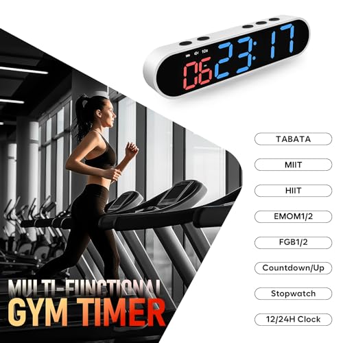 Dienmern Portable Gym Timer Clock with Strong Magnet - Workout Interval Timer with Countdown/UP/Stopwatch, 50Hours Powerful Battery Gym Clocks for Home Gym/Garage/Boxing/Fitness