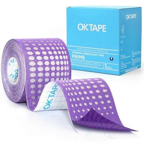 OK TAPE Synthetic Kinesiology Tape, Elastic Physical Therapy Athletic Tape | for Pain Relief, Uncut Roll, Support for Joints and Muscles, Sweatproof, 2in x 16.4ft- 1 Roll (Purple) - color: Purple-star, size: 1 Roll