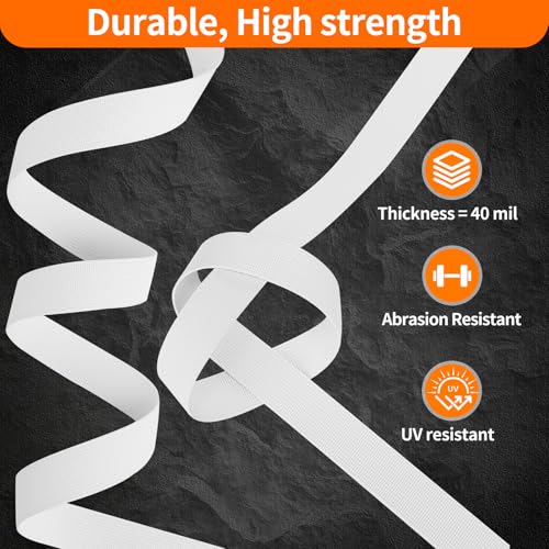 BEYOURD Buckle and Strap Set, 10 Yards Polyester Webbing Strap with 6 Dual Adjustable Side Release Plastic Buckles, 12 Pieces Tri-Glide Slider Clips for Custom Projects (Everyday Series 1 Inch, White) - color: White