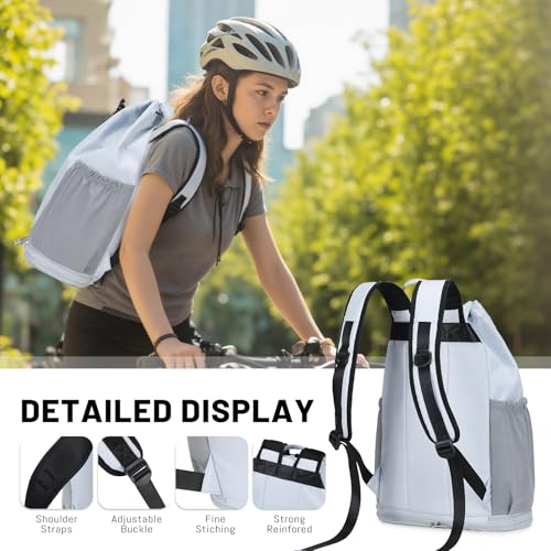 mygreen Gym Drawstring Backpack with Shoe Compartment – Waterproof Sports Bag, Lightweight & Breathable for Gym, Travel, Yoga | Large Capacity, Foldable Design Light Green - color: Light Green