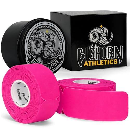 Bighorn Athletics Blister Tape with Tin Case, Precut Strips, 2-Pk, Pink | Waterproof strips protect fingers & feet from blisters during golf, hiking & bowling. Stretchable, skin-friendly & stays on. - color: Pink, size: 2-Pack