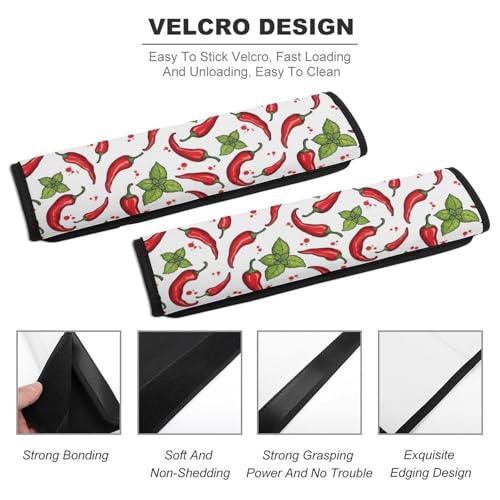 2PCS Chili Peppers Print Car Seat Belt Pad Universal Fit Seat Belt Covers Cushion for Kids, Car Seats Pushchair Strollers High Chair Pushchair, Easy Install (No Tool) - color: Pattern 822