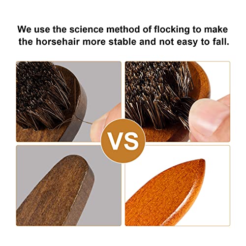 Unekez 4-Piece Horse Hair Shoe Brush Shine Kit, Shoe Polish Brush, Leather Shoes Boot Cleaning Brushes Care Clean Dauber Applicator