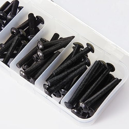 M5 x 20mm 25mm 30mm 35mm 40mm Button Head Socket Cap Screws Bolts, 10.9 Grade Alloy Steel, Black Oxide Finish, Metric Allen Hex Drive, Fully Threaded, Assortment Kit 50Pcs - size: Button M5x20-40 mm