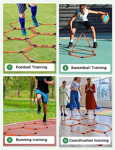 GHB Hex Agility Rings Speed Rings with Carrying Bag 6 Set | Portable Hexagon Rings, Agility Ladder for Agility Footwork Training