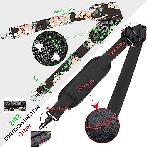 ZINZ Shoulder Strap 78" Universal Handbag Strap with Ultra-thick Fixed Padded and Dual Balanced Adjustable Buckles Shoulder Crossbody Strap for Briefcase Messenger Bag Laptop bag Luggage，Black rose - color: Black Rose