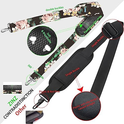 ZINZ Shoulder Strap 78" Universal Handbag Strap with Ultra-thick Fixed Padded and Dual Balanced Adjustable Buckles Shoulder Crossbody Strap for Briefcase Messenger Bag Laptop bag Luggage，Black rose - color: Black Rose