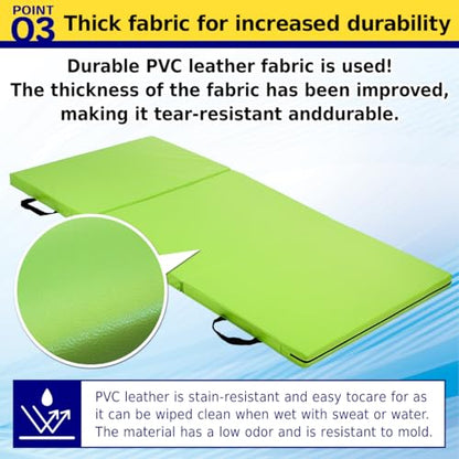 KaRaDaStyle Gymnastics Mat Folding Stretch Mats 71"x31"x2" Exercise Muscle Training Children Play Horizontal Bar Mat Yoga Sports Soundproof Home Use - color: Greige/3-fold