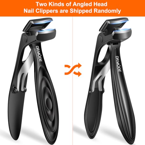 Toenail Clippers for Thick Toenails for Seniors, Angled Head Long Handled Toe Nail Clippers for Men with Wide Jaw Opening, Heavy Duty Large Finger Nail Clippers Adult Cutter with Catcher, Black - style: Black Wide Opening & Angled Head