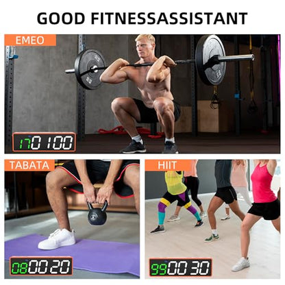 Mini Portable Gym Timer Clock, Large LED Digital Display Screen, Powerful Magnet, Powerful Battery, Count up/Down, Stopwatch, Exercise Interval Timer, Eight Fitness Modes, Suitable for Home and Gym - color: Orange