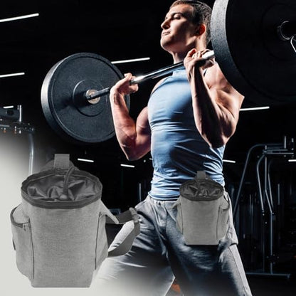 Chalk Bag for Rock Climbing Drawstring Closure Zippered Pockets Adjustable | Chalk Organizer for Rock Climbing, Bouldering, Weightlifting, Gymnastics, Adults Women Men - color: Gray
