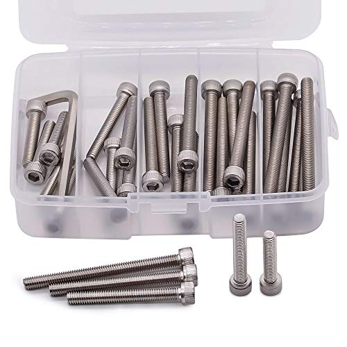 30 PCS M6 x 30mm, 40mm, 50mm, 60mm, 70mm Stainless Steel Socket Head Cap Screws with Free Hex Wrench, Hex Drive Metric Threaded Socket Screws Assortment, 304 Stainless Steel 18-8, Full Thread - size: M6 x 30, 40, 50, 60, 70mm