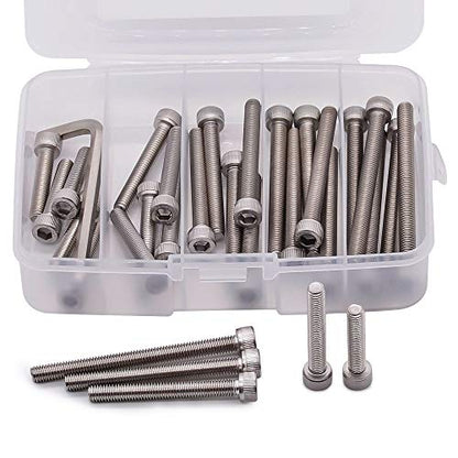30 PCS M6 x 30mm, 40mm, 50mm, 60mm, 70mm Stainless Steel Socket Head Cap Screws with Free Hex Wrench, Hex Drive Metric Threaded Socket Screws Assortment, 304 Stainless Steel 18-8, Full Thread - size: M6 x 30, 40, 50, 60, 70mm