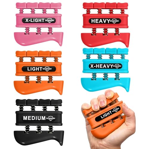 DICYWUDI Grip Strength Trainer, Finger Strength Trainer for Grip Strength Training for Fingers, Wrists, and Hands for Home, Office, Gym, Climbing, Athletes, Musicians, and Therapy - color: Pink /Orange/Black/Red/Blue