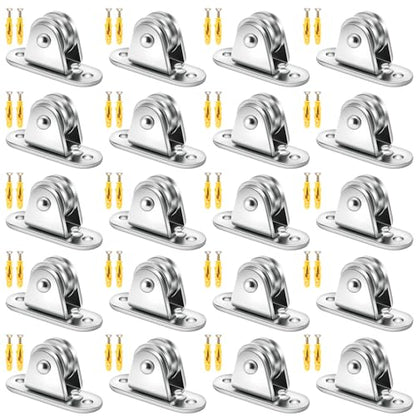 Yaocom 20 Pcs Small Pulley Block 1 Inch Wall Mount Pulley Stainless Steel Silent Pulley Wheel Loading 400lb Duplex Pulley Heavy Duty Fixed Pulley for Rope Cord Moving Wall Ceiling Mount DIY Project