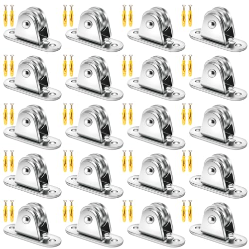 Yaocom 20 Pcs Small Pulley Block 1 Inch Wall Mount Pulley Stainless Steel Silent Pulley Wheel Loading 400lb Duplex Pulley Heavy Duty Fixed Pulley for Rope Cord Moving Wall Ceiling Mount DIY Project