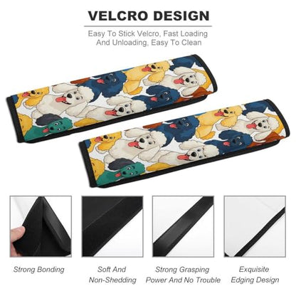 2PCS Cartoon Poodle Dog Cute Puppy Dogs Seat Belt Shoulder Pad Soft Padded Harness Pads Strap for Adults and Children, All Vehicles, Anti-Slip Pad - color: Pattern 262