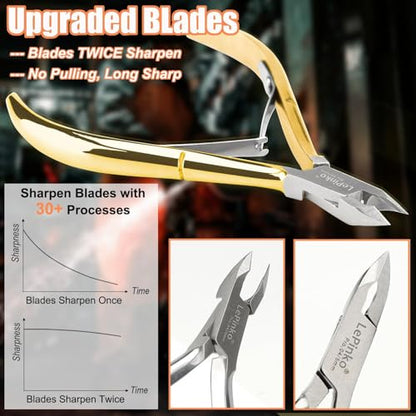4 Packs Upgraded Cuticle Trimmer kit, 5mm Jaw, Golden | Upgraded Blades and Springs, Sharp and Labor-saving Dead Skin Clipper Tool for Women and Men - color: Golden