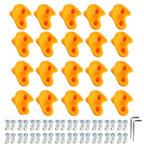 20PCS Kids Rock Wall Climbing Holds Set - Plastic with Screw Pad and Nut - Yellow - color: Yellow