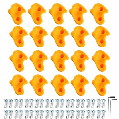 20PCS Kids Rock Wall Climbing Holds Set - Plastic with Screw Pad and Nut - Yellow - color: Yellow