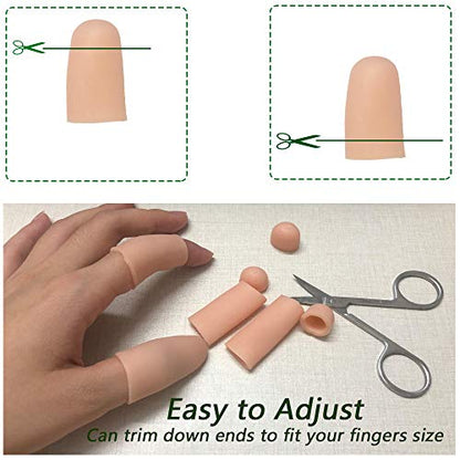Kris-kikomy Gel Finger Protectors Finger Caps Silicone Fingertips Protection - Finger Cots Great for Trigger Finger, Finger Arthritis, Finger Cracking and Other Finger Pain Relief(Nude, Medium)