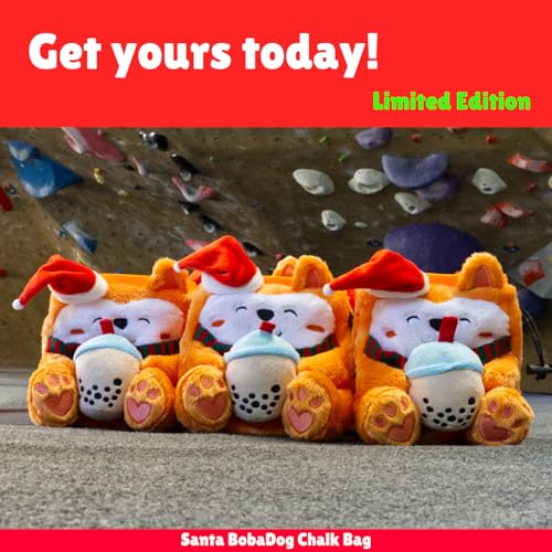 Rock Climbing Chalk Bag + Refillable Ball – Boba Dog Plush Animal Bag - style: Christmas Chalk Bag + Refillable Ball