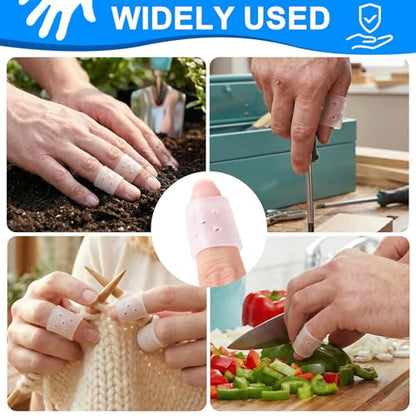 PAGOW 10 pcs Finger Covers for Skin Picking, Reusable Silicone Stop Nail Biting Finger Guard, Breathable Anti Skin Picking Finger Gloves for Nail Biting Prevention, Cuticle Protection, Cracked - Clear - size: style1,clear,10pcs