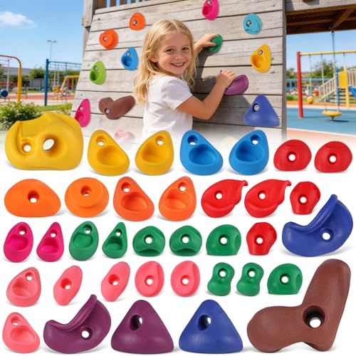 36 PCS Rock Climbing Wall for Kids,Rock Wall Climbing Holds,Adults Climbing Wall Grip Kits Holds Up to 230 lbs for Outdoor Indoor Home Playground Climbing Wall Holds - color: 36 Pcs-multicolor